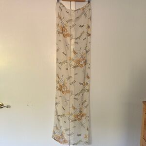 Sheer Floral Scarf Wrap in Cream and Mustard